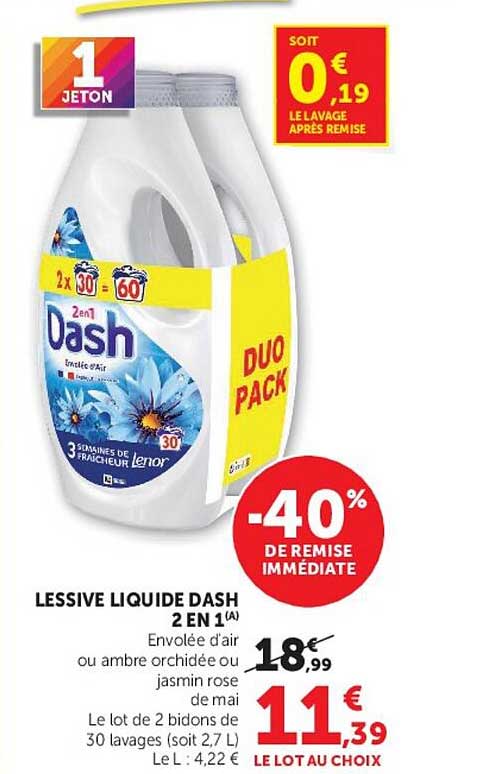 LESSIVE LIQUIDE DASH 2 EN 1