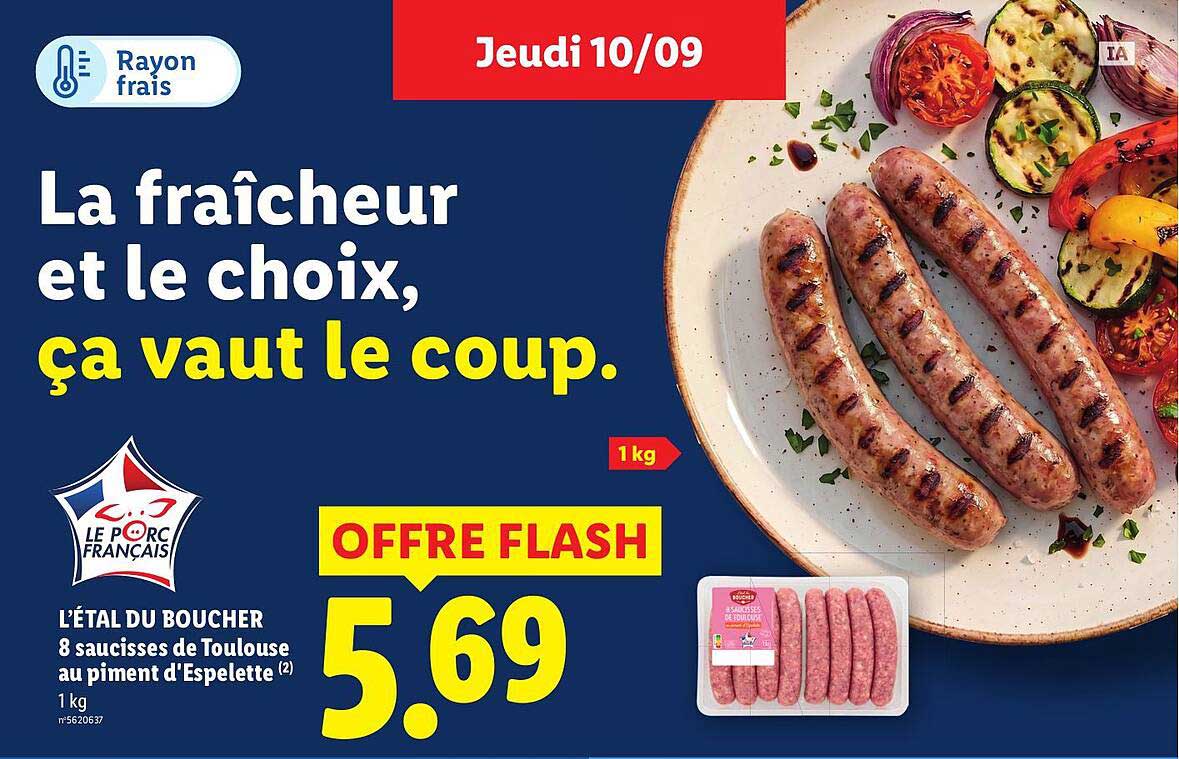 L’ÉTAL DU BOUCHER 8 saucisses de Toulouse au piment d’Espelette