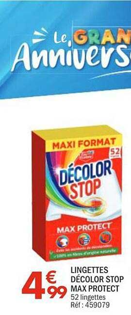 LINGETTES DÉCOLOR STOP MAX PROTECT 52 lingettes Réf : 459079