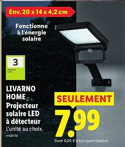 LIVARNO HOME Projecteur solaire LED à détecteur