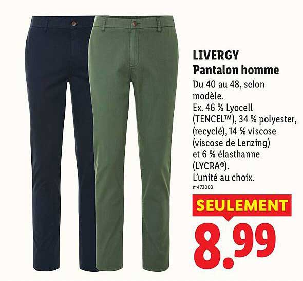 LIVERGY Pantalon homme