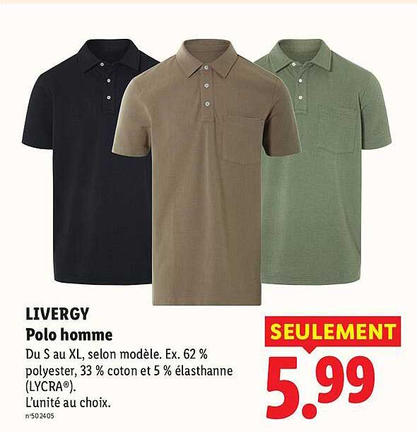 LIVERGY Polo homme