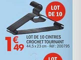LOT DE 10 CINTRES CROCHET TOURNANT