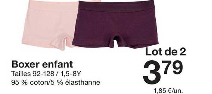 Lot de 2 Boxer enfant