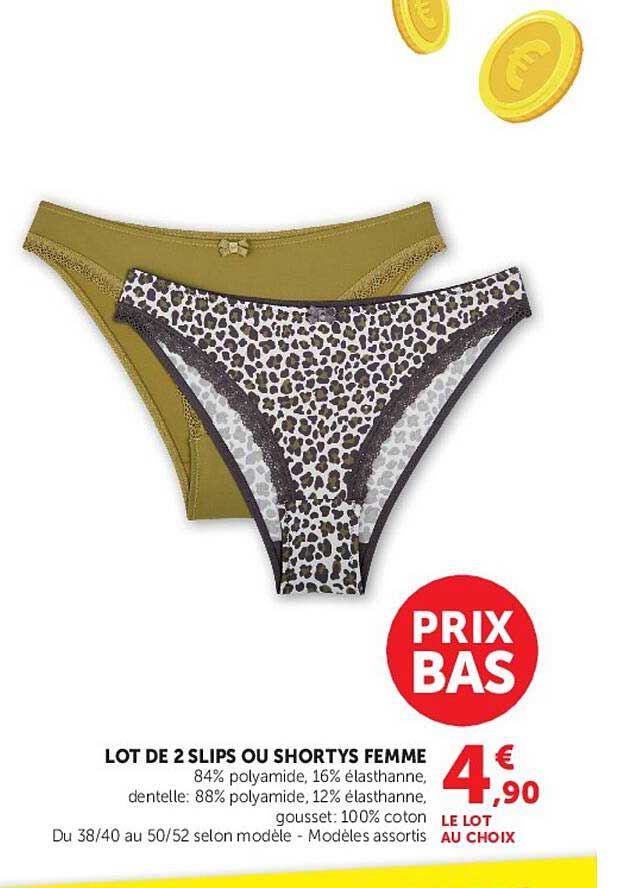 LOT DE 2 SLIPS OU SHORTYS FEMME