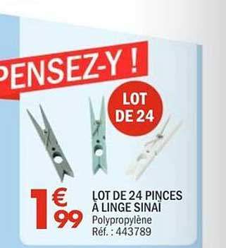 LOT DE 24 PINCES À LINGE SINAI Polypropylène Réf. 443789
