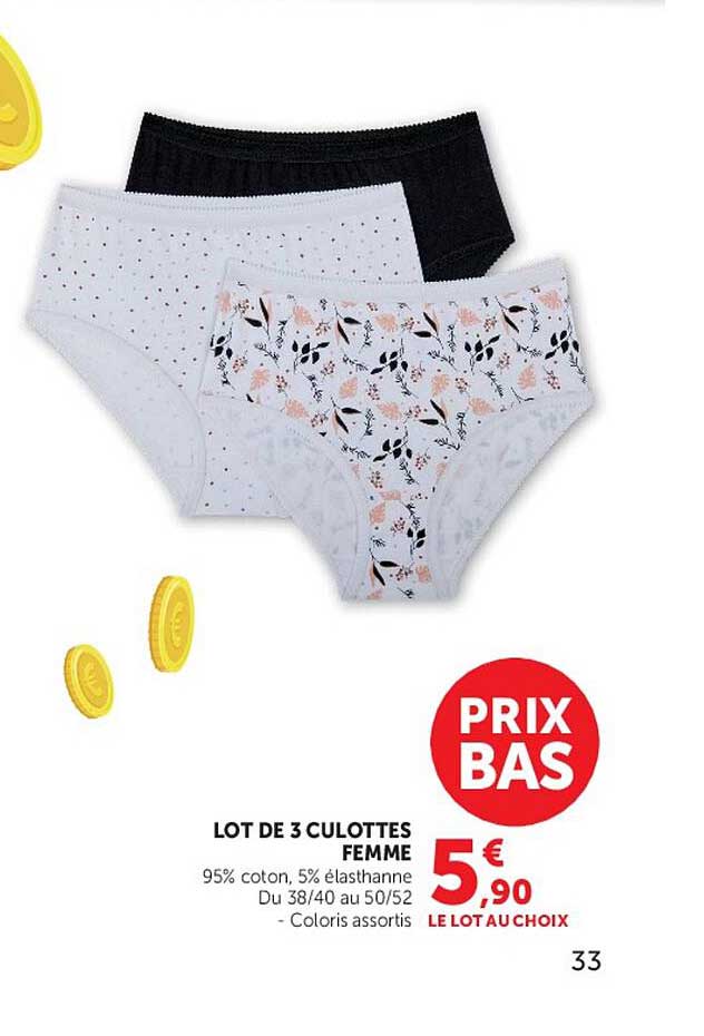 LOT DE 3 CULOTTES FEMME