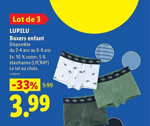 Lot de 3 LUPILU Boxers enfant