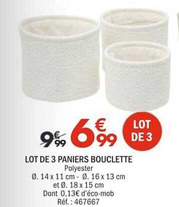 LOT DE 3 PANIERS BOUCLETTE