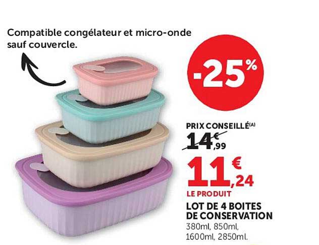 LOT DE 4 BOITES DE CONSERVATION