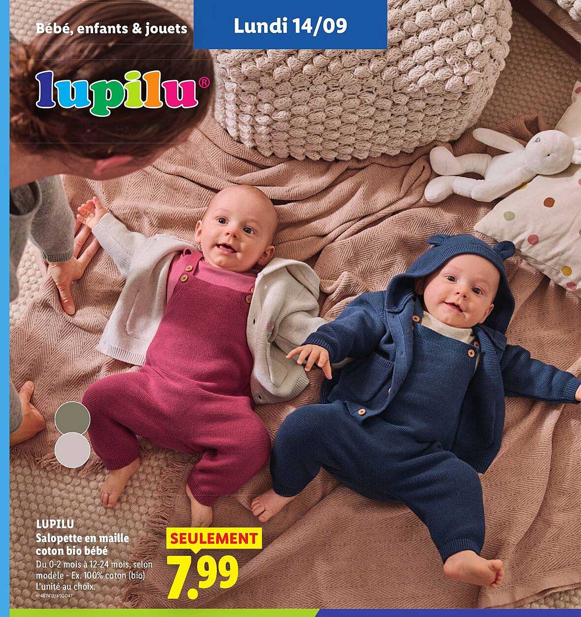 LUPILU Salopette en maille coton bio bébé