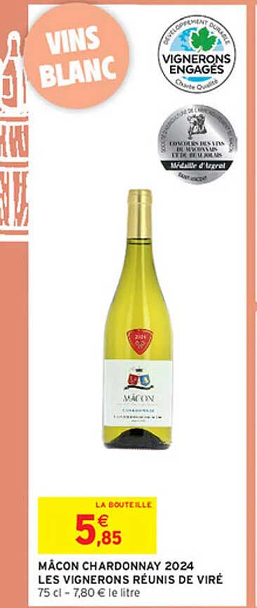 MÂCON CHARDONNAY 2024 LES VIGNERONS RÉUNIS DE VIRÉ