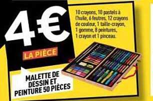 MALETTE DE DESSIN ET PEINTURE 50 PIÈCES