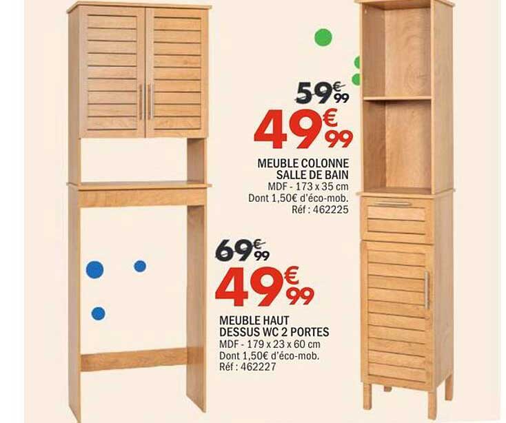 MEUBLE COLONNE SALLE DE BAIN MDF - 173 x 35 cm