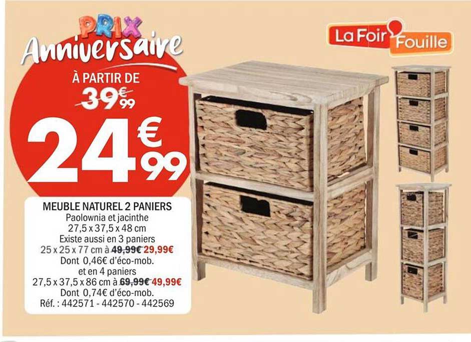 MEUBLE NATUREL 2 PANIERS