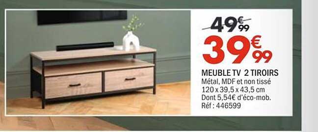 MEUBLE TV 2 TIROIRS