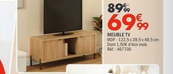 MEUBLE TV MDF - 122,5 x 39,5 x 49,5 cm