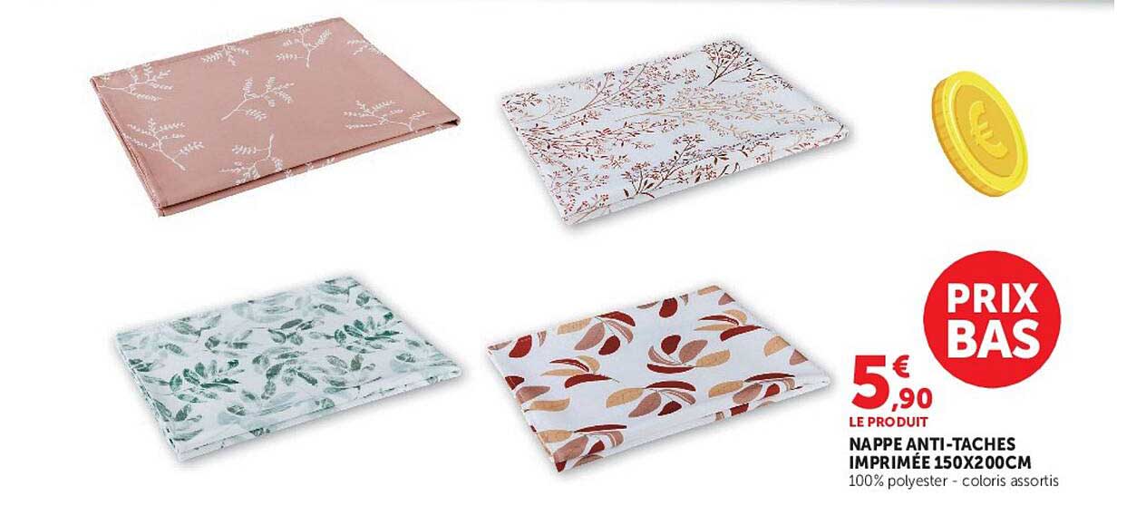 NAPPE ANTI-TACHES IMPRIMÉE 150X200CM