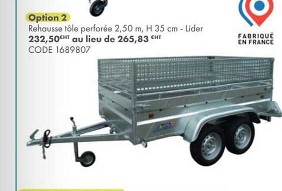 Option 2 Rehausse tôle perforée 2,50 m, H 35 cm - Lider