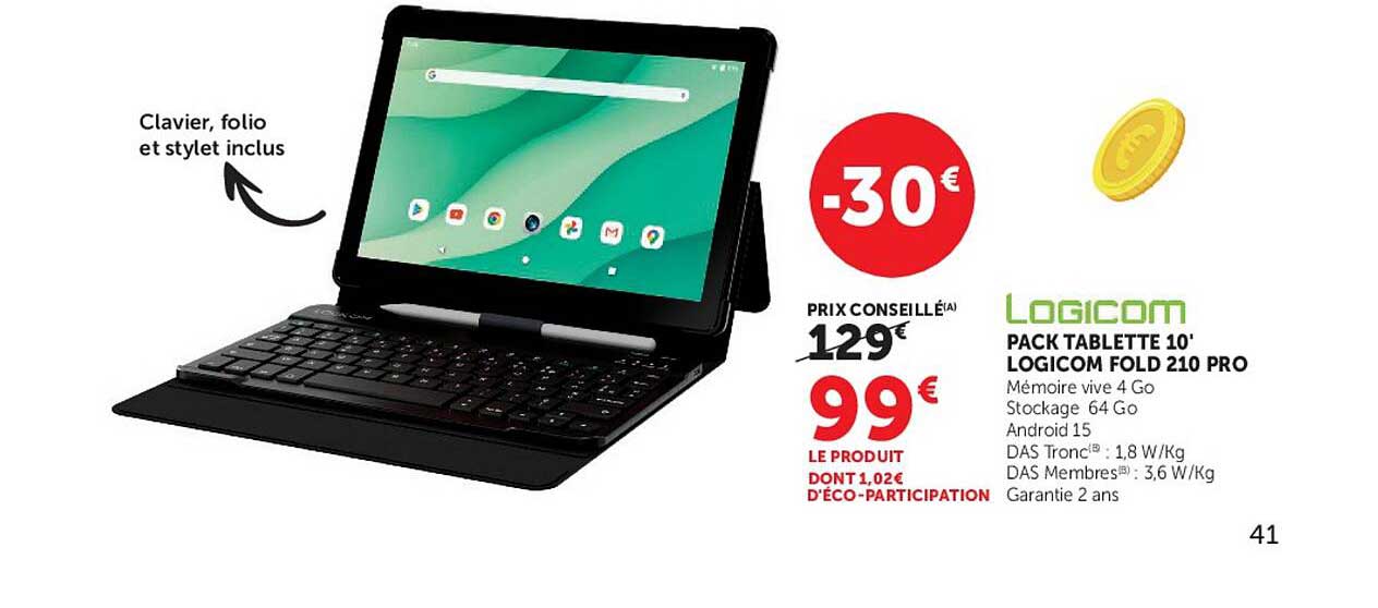 PACK TABLETTE 10' LOGICOM FOLD 210 PRO