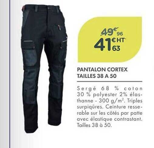 PANTALON CORTEX TAILLES 38 A 50