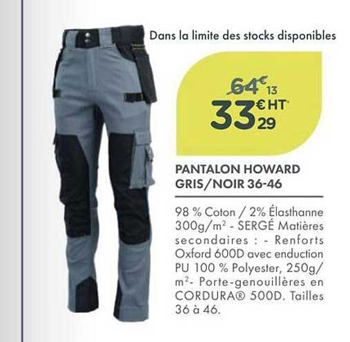 PANTALON HOWARD GRIS/NOIR 36-46