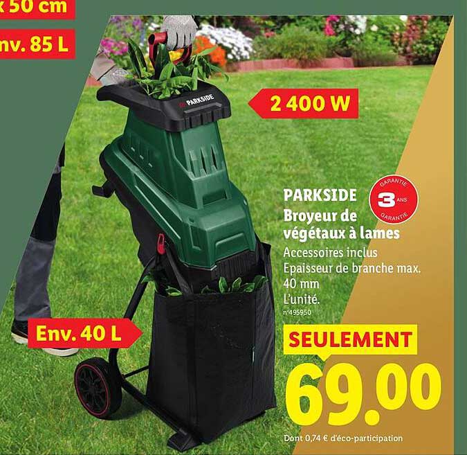 PARKSIDE Broyeur de végétaux à lames
