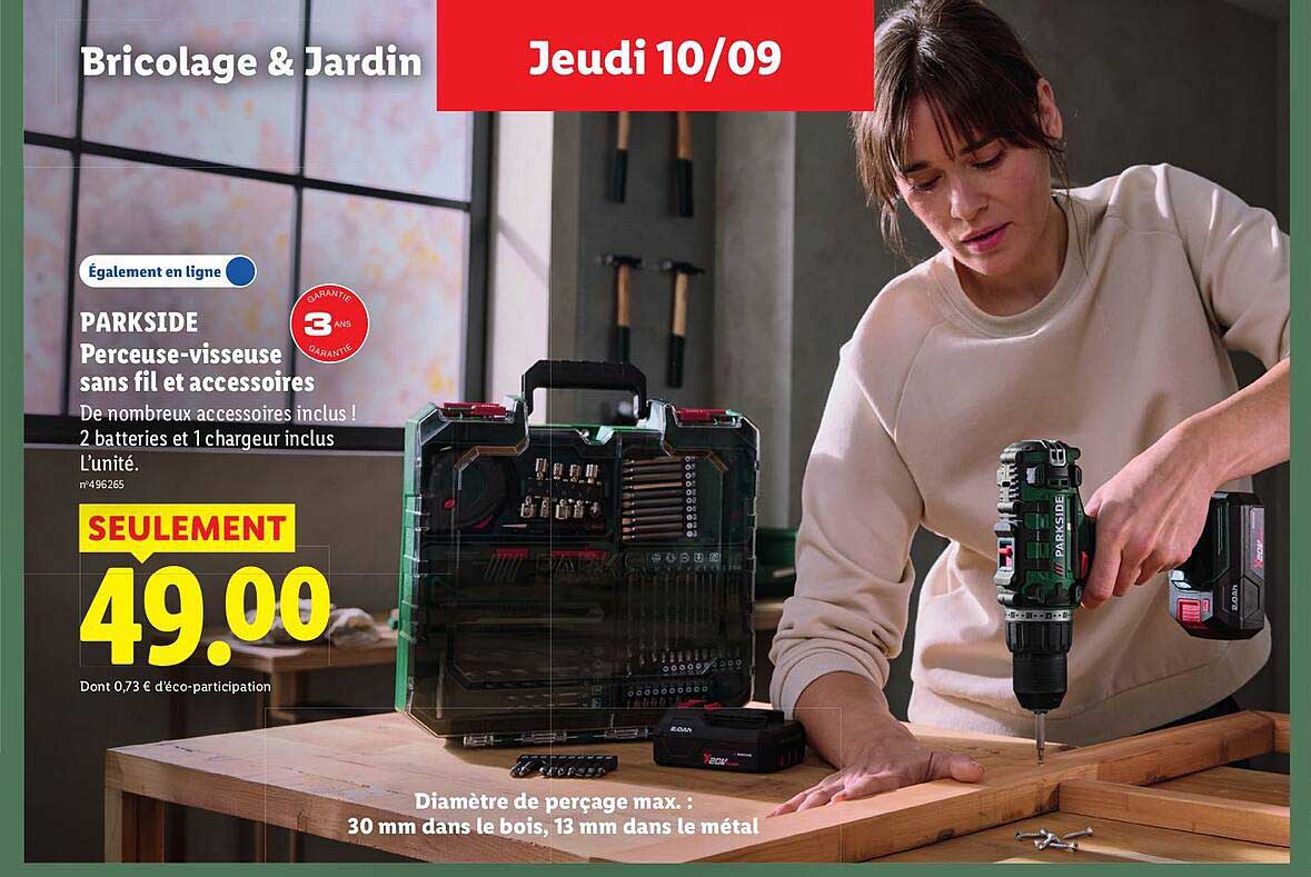 PARKSIDE Perceuse-visseuse sans fil et accessoires