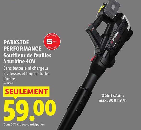 PARKSIDE PERFORMANCE Souffleur de feuilles à turbine 40V