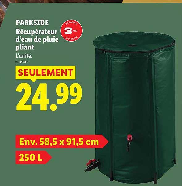PARKSIDE Récupérateur d’eau de pluie pliant