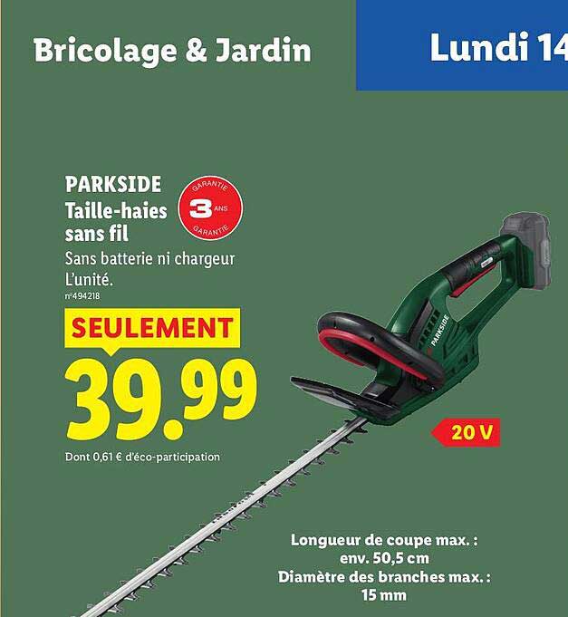 PARKSIDE Taille-haies sans fil