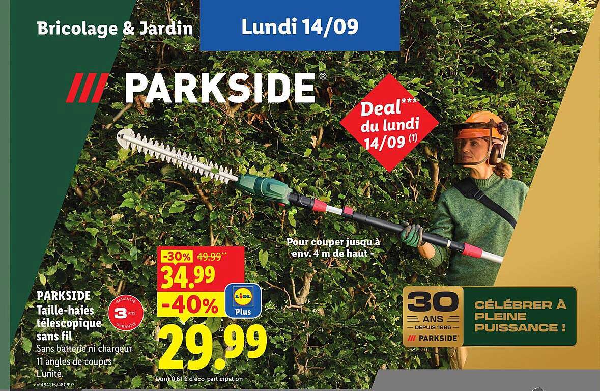 PARKSIDE Taille-haies télescopique sans fil