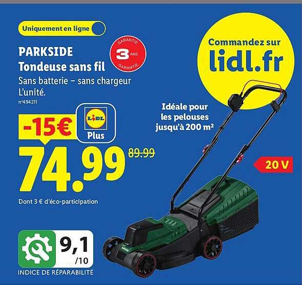 PARKSIDE Tondeuse sans fil