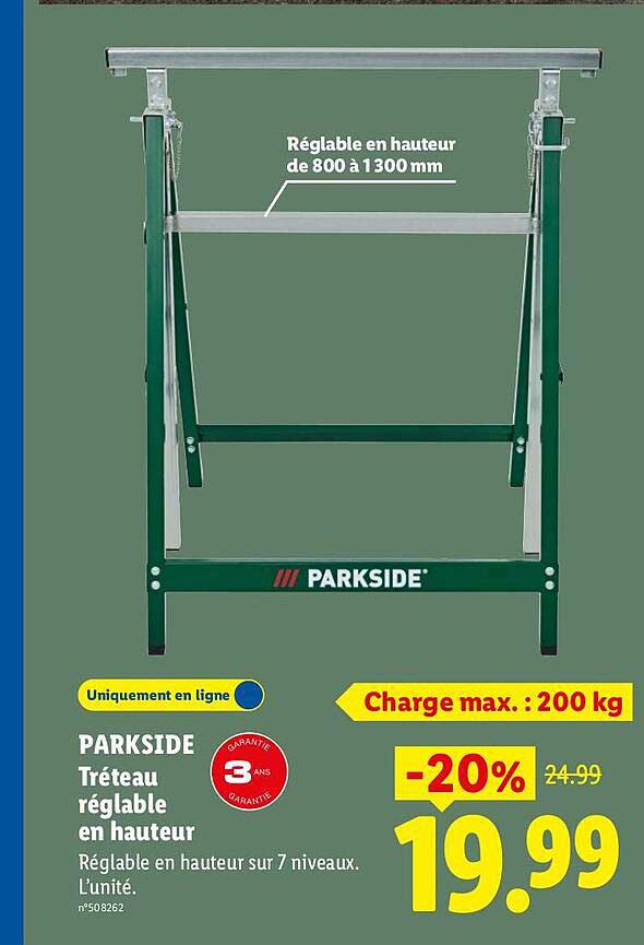 PARKSIDE Tréteau réglable en hauteur