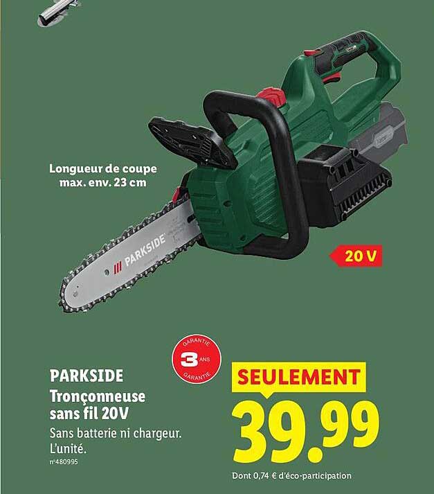 PARKSIDE Tronçonneuse sans fil 20V