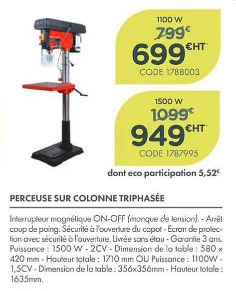 PERCEUSE SUR COLONNE TRIPHASÉE