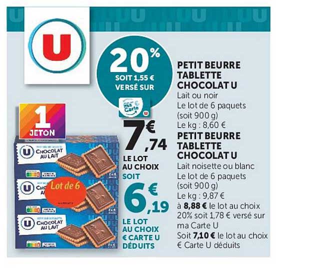 PETIT BEURRE TABLETTE CHOCOLAT U