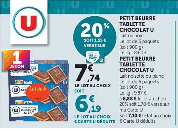 PETIT BEURRE TABLETTE CHOCOLAT U