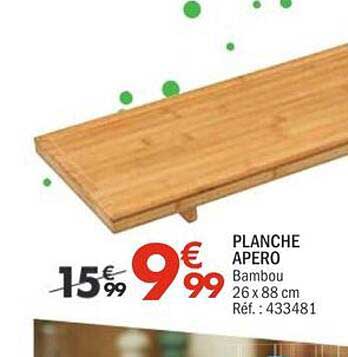 PLANCHE APERO Bambou 26 x 88 cm Réf. : 433481
