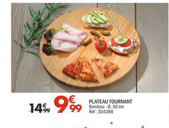 PLATEAU TOURNANT Bambou - Ø 50 cm Réf : 304388