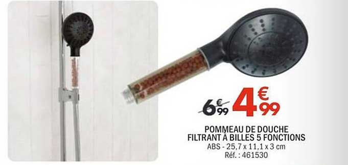 POMMEAU DE DOUCHE FILTRANT À BILLES 5 FONCTIONS