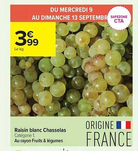 Raisin blanc Chasselas