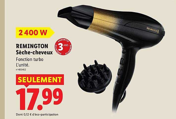 REMINGTON Sèche-cheveux Fonction turbo L'unité.