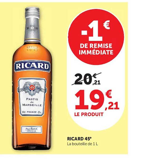 RICARD 45° La bouteille de 1 L