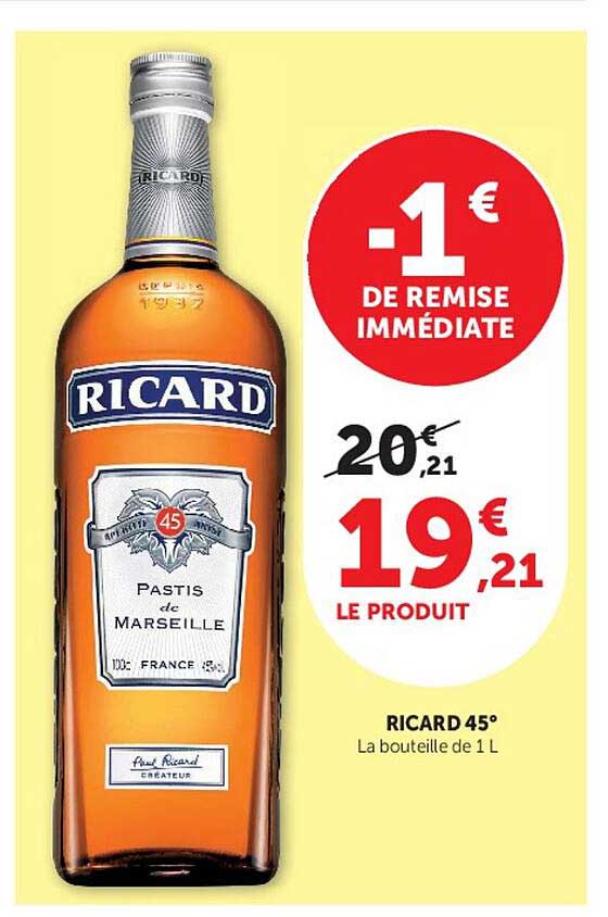 RICARD 45° La bouteille de 1 L