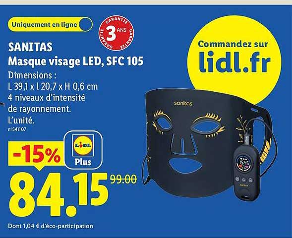 SANITAS Masque visage LED, SFC 105