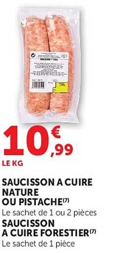SAUCISSON A CUIRE NATURE OU PISTACHE(7)