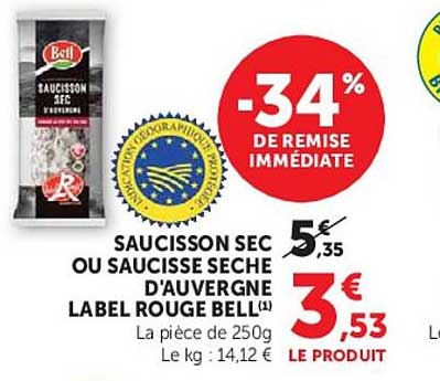 SAUCISSON SEC OU SAUCISSE SECHE D'AUVERGNE LABEL ROUGE BELL(1)