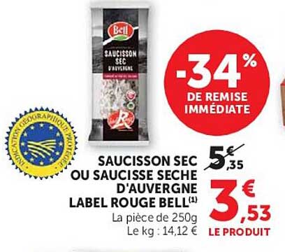 SAUCISSON SEC OU SAUCISSE SECHE D'AUVERGNE LABEL ROUGE BELL(1)