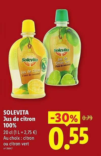 SOLEVITA Jus de citron 100%